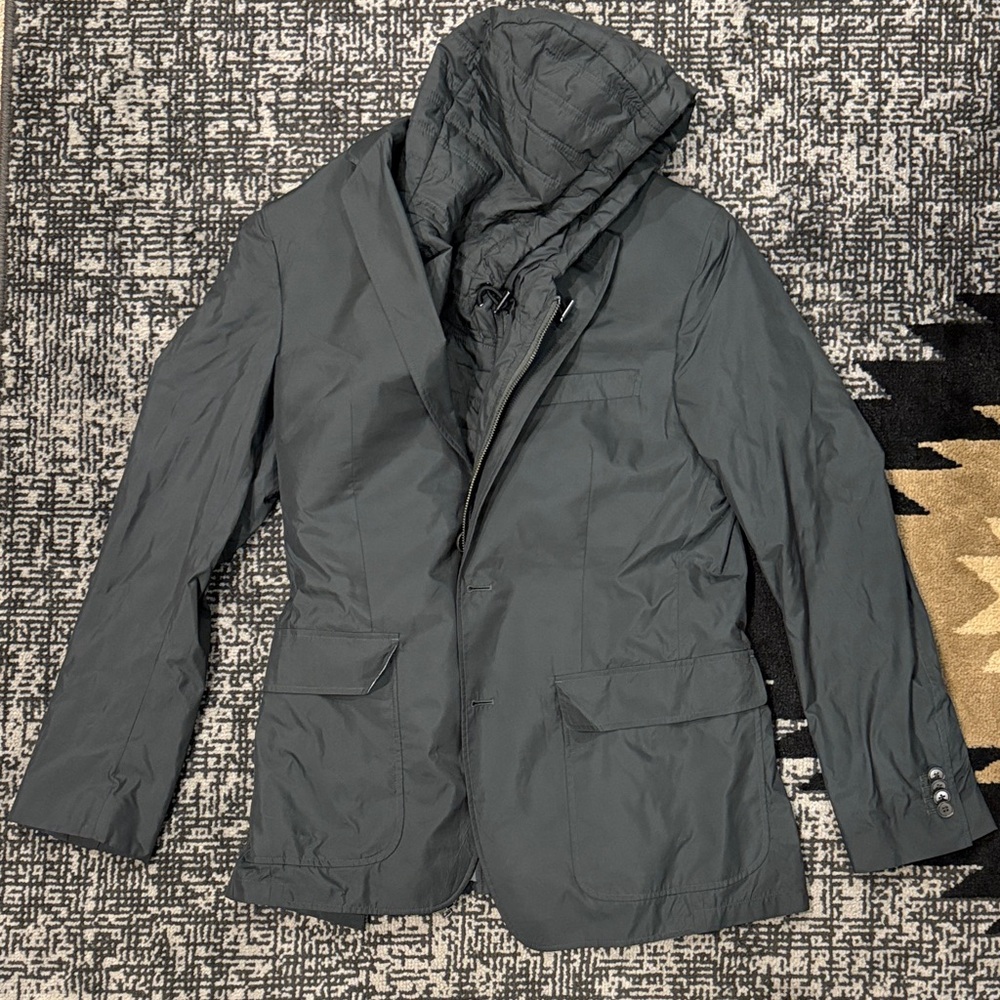 Banana Republic Men's Hunter Green Hooded Jacket Waterproof 38R